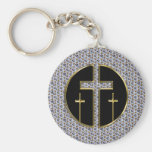 DIAMOND AND GOLD CROSSES KEYCHAIN