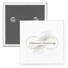 Diamond anniversary pinback button