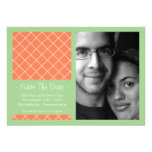 Diamond Background Save The Dates (Mint / Pumpkin) invitations