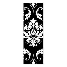 Diamond Damask in White on Black Business Cards