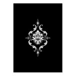 Diamond Damask, White on Black Business Card Templates
