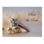 Diamond Ring and Pearls Save the Date Postcard