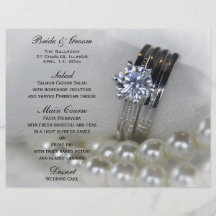 Diamond Ring and Pearls Wedding Menu Personalised Flyer