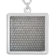 Diamond shaped metal texture personalized necklace