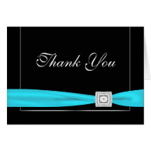 Diamond Teal Blue Black Thank You Cards