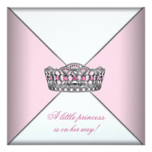 Diamond Tiara Pink Princess Baby Shower Invites