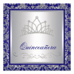 Diamond Tiara Royal Navy Blue Quinceanera Personalised Invitation