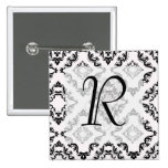 diamond white black damask elegance pins