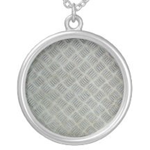 Diamondplated Patterned Metal Texture Panel Custom Necklace