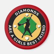 DIAMONDS ARE A GIRLS BEST FRIEND - WOMENS SOFTBALL FRIDGE MAGNET
