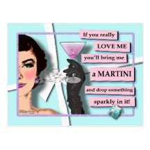 Diamonds & Martinis POST CARD