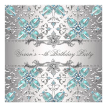 Diamonds Silver Blue All Occasion Party Invitation