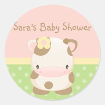 Diddles Farm Moo-Cow Baby Shower-Envelope Seal Round Stickers