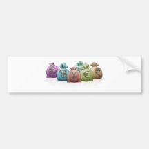 Different country money bags bumper sticker