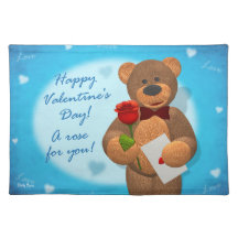 Dinky Bear with Rose Place Mat