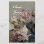 Dinner Menu Card - Impressionist Cream Pink Roses Full Color Flyer