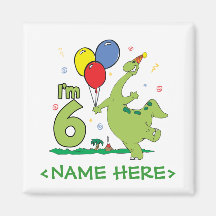 Dino 6th Birthday Fridge Magnet