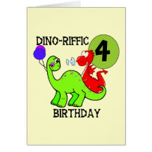 Dinosaur 4th Birthday Tshirts and Gifts Cards