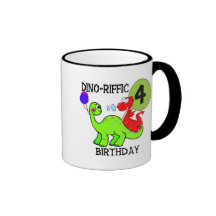 Dinosaur 4th Birthday Tshirts and Gifts Coffee Mug
