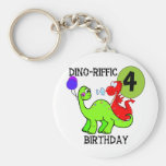 Dinosaur 4th Birthday Tshirts and Gifts Key Chain