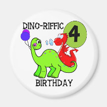 Dinosaur 4th Birthday Tshirts and Gifts Refrigerator Magnets
