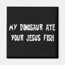 Dinosaur Eats Jesus Fish Fridge Magnet