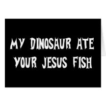 Dinosaur Eats Jesus Fish Greeting Card