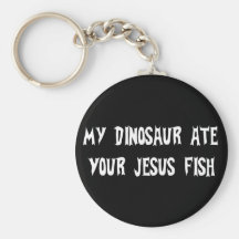 Dinosaur Eats Jesus Fish Keychain