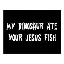 Dinosaur Eats Jesus Fish Postcards