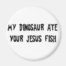 Dinosaur Eats Jesus Fish Refrigerator Magnets
