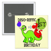 Dinosaur First Birthday Tshirts and Gifts Pinback Button