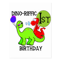 Dinosaur First Birthday Tshirts and Gifts Post Cards