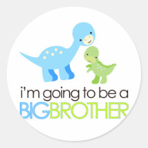 Dinosaur I'm Going to Be A Big Brother Round Stickers