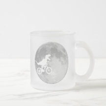 Dinosaur on a Bike In Sky With Moon Coffee Mugs