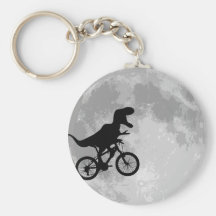 Dinosaur on a Bike In Sky With Moon Keychain