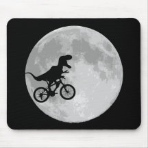 Dinosaur on a Bike In Sky With Moon Mousemats