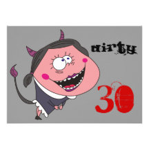 Dirty 30 Funny Devil Girl Custom Party Invitations