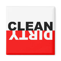 Dirty Clean Dishwasher Red Magnet