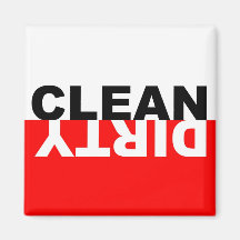 Dirty Clean Dishwasher Red Magnet