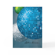 Disco Balls Blue New Year Party Card