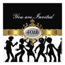 Disco Black  Birthday Party Glamour Invitation