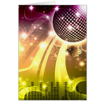 disco cityscape greeting cards
