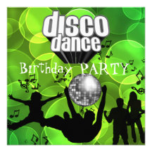 Disco Dance Birthday Party Retro Lime Bubbles Personalized Invites