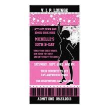 Disco Dancer Silhouette Birthday Ticket Custom Photo Card
