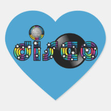 Disco Dancing Mirrored Ball and Vinyl Record Sticker