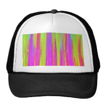 DISCO FEVER Bright Bold Neon Green Pink 70s Retro Mesh Hat