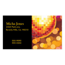 Disco Party Time Golden Lights Business Card Templates