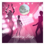 Disco Retro Pink Birthday Party Invitation