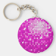 Disco Tiles Pink keychain round