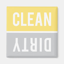 Dishwasher Magnet CLEAN | DIRTY - Yellow Grey